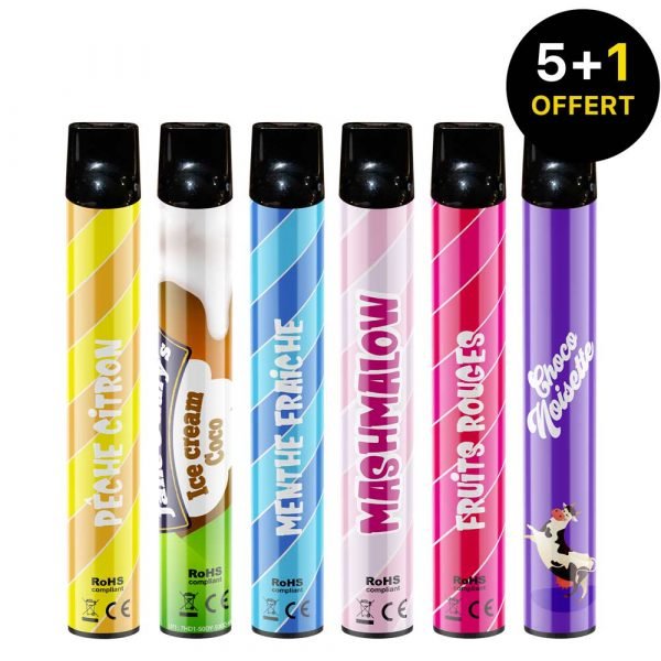 pack chicha électronique jetable wpuff 5+1 offert