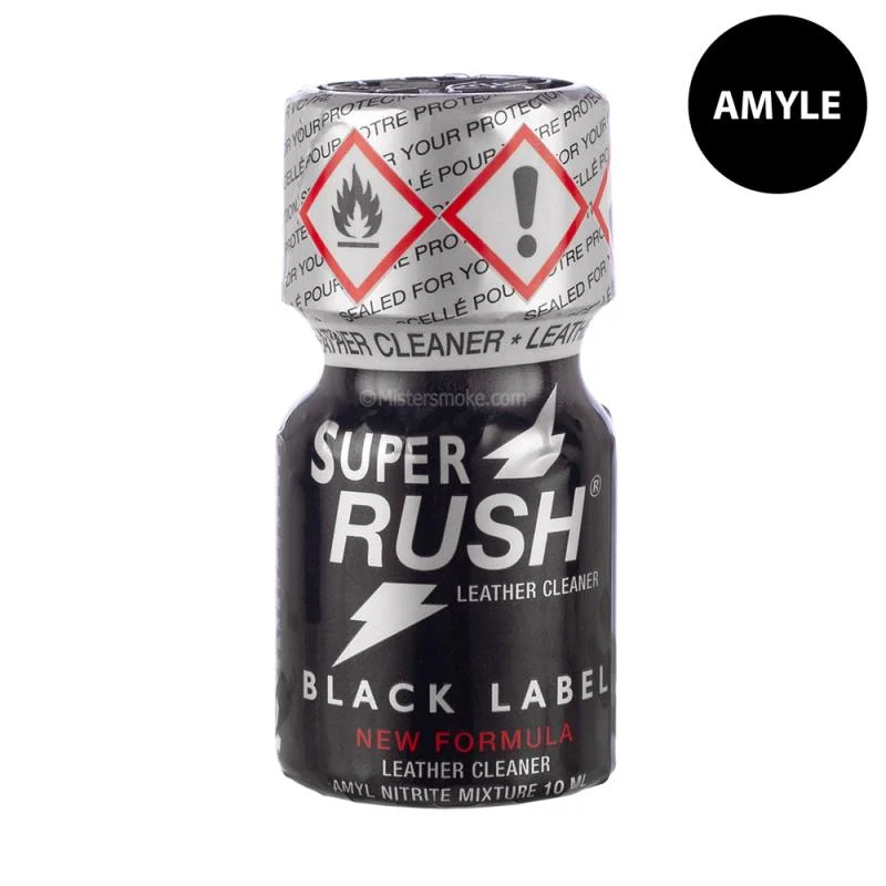 Poppers Super Rush Black Label 10ml - Flacon noir nitrite d'amyle renforcé
