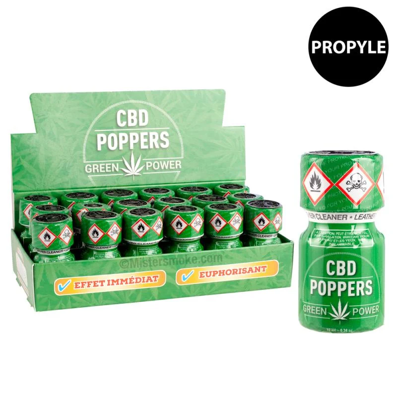 Poppers CBD Green Power - Pack de 18 flacons vert nitrite d'amyle