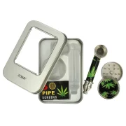 Boite kit fumeur joint, pipe métal, grinder - boite en métal mini compacte, facile à transporteur avec tous les accessoires pour rouler ses joints et fumer son herbe.