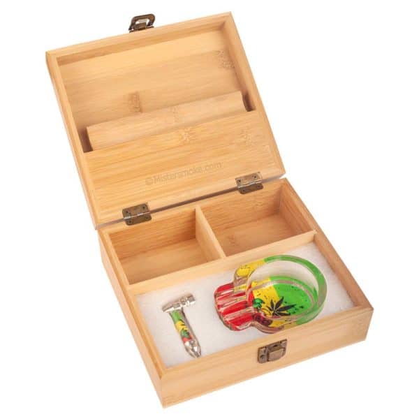 boite fumeur en bois avec accessoires 420 leaf