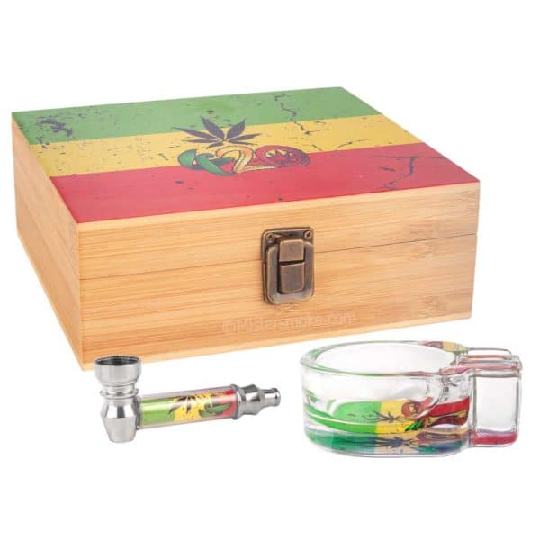 boite fumeur en bois avec accessoires 420 leaf