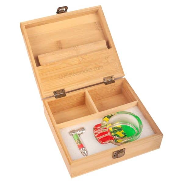 boite fumeur en bois avec accessoires 420 rasta