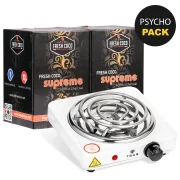 Pack chicha avec charbon naturel fresh coco et allume charbon électrique.