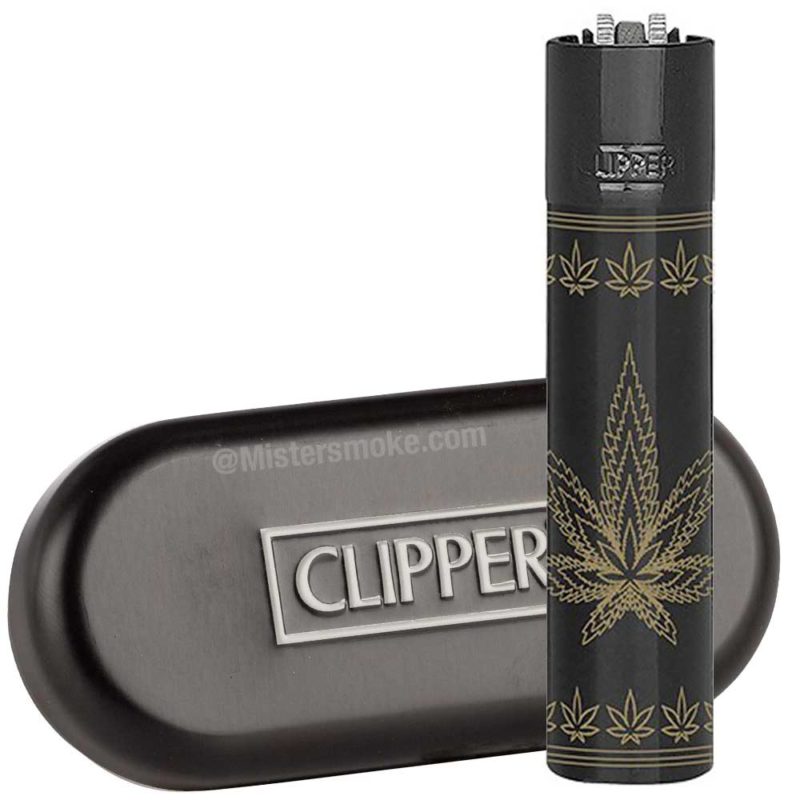 clipper metal black hemp leaves