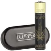 black and gold metal clipper lighter