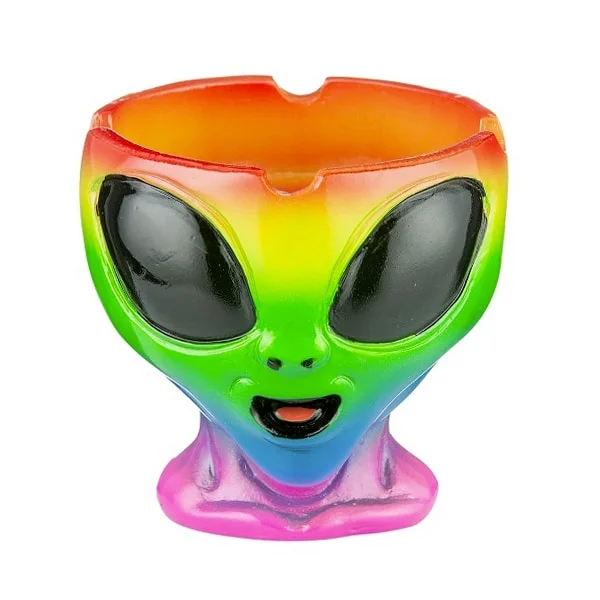 alien face colored ashtray