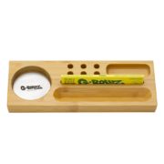 Mini bamboo rolling tray with Booklet slim leaves and space for pre-rolled cones