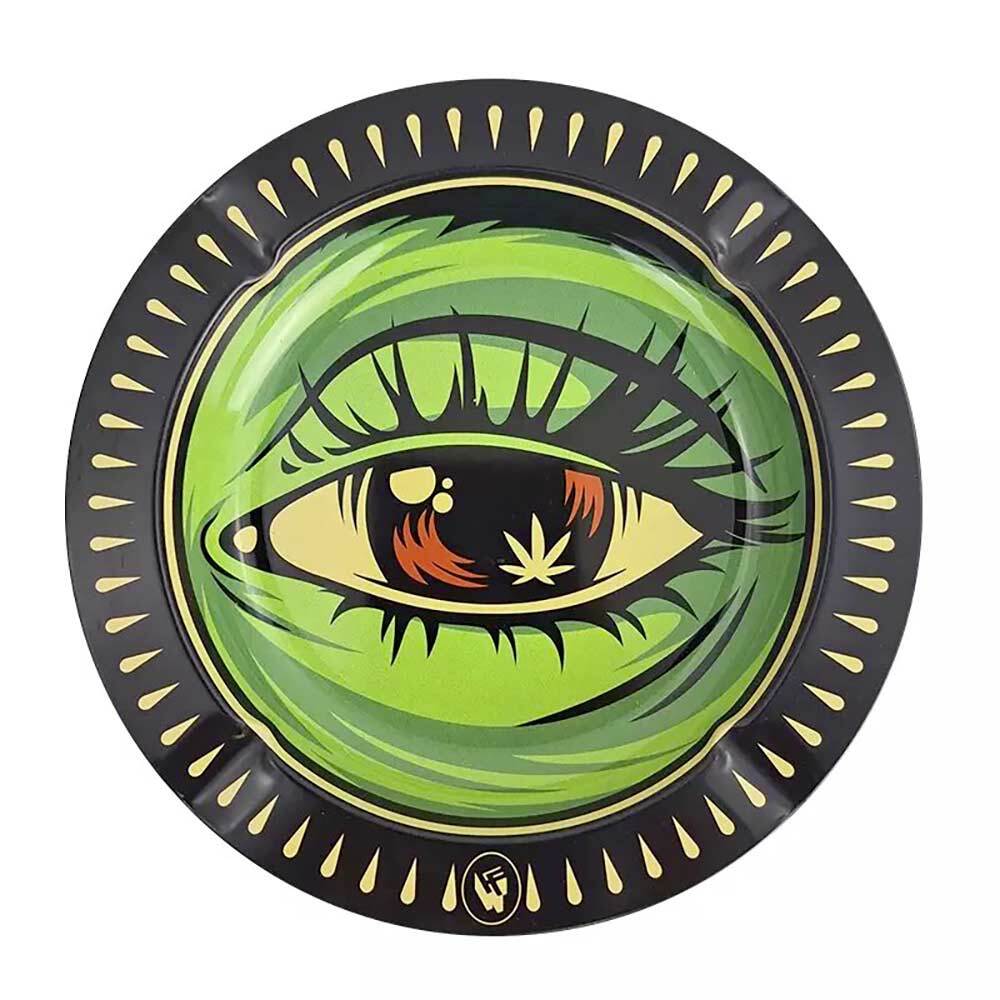 Cendrier Atmosphera 'Messages' - Design Original En Métal, Diamètre 7,5 Cm, Couleur Vert, Pour Intérieur Ou Terrasse
