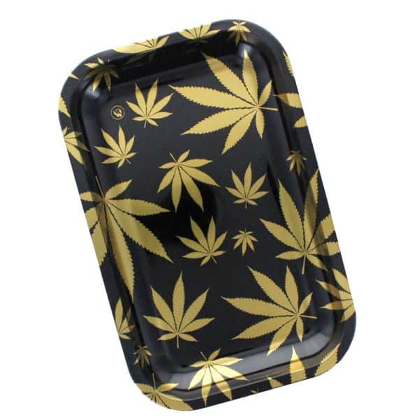 leaves gold rolling tray