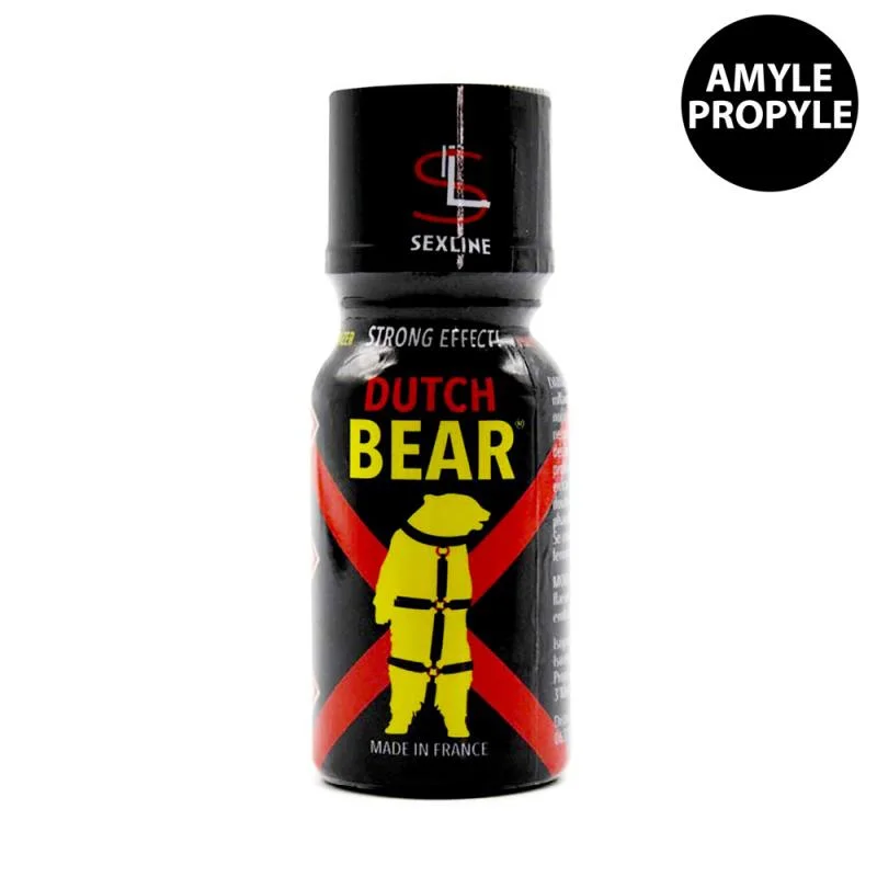 Poppers Dutch Bear Amyl Propyl 15ml - Flacon icônique à l'ours en harnais