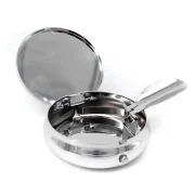 cendrier de poche rond en métal - mini format avec repose cigarette