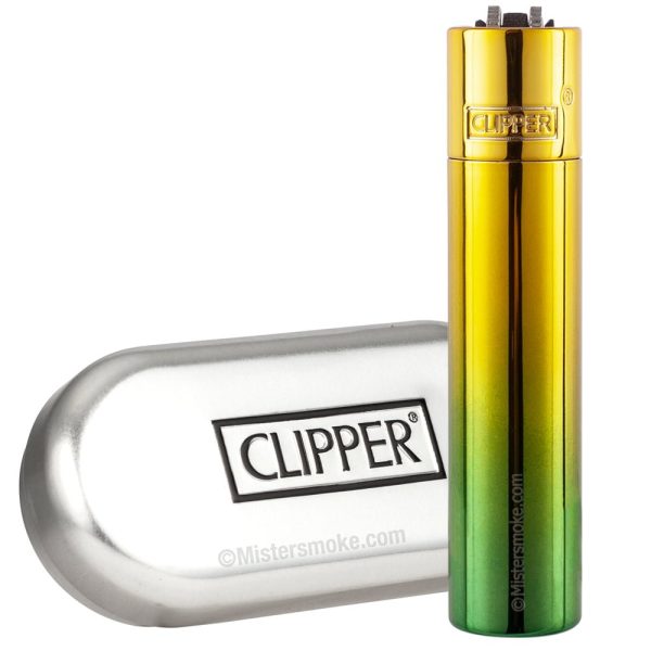 briquet clipper métal avec étui