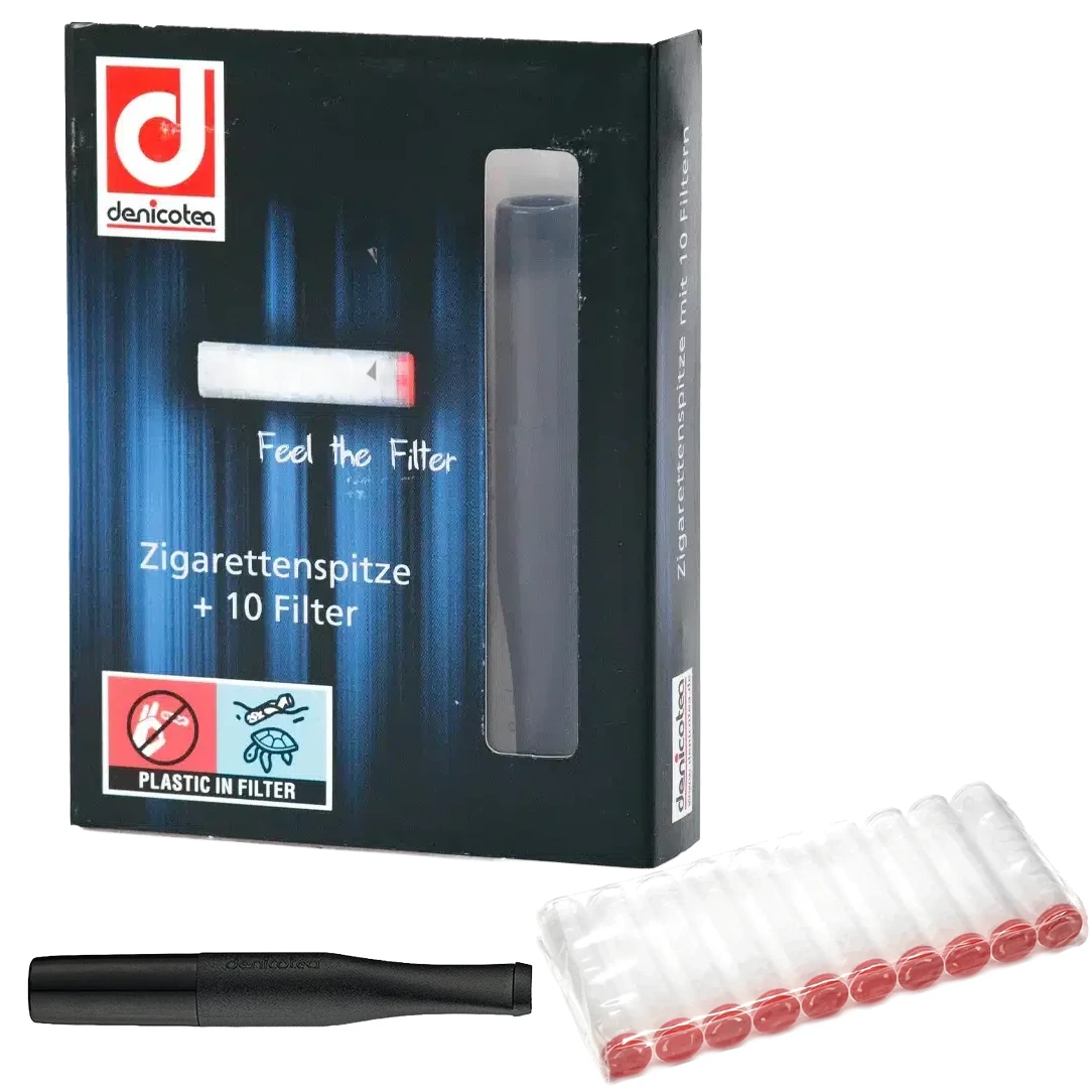 kit fume cigarette / porte cigarette DENICOTEA slim avec 10 filtres inclus.