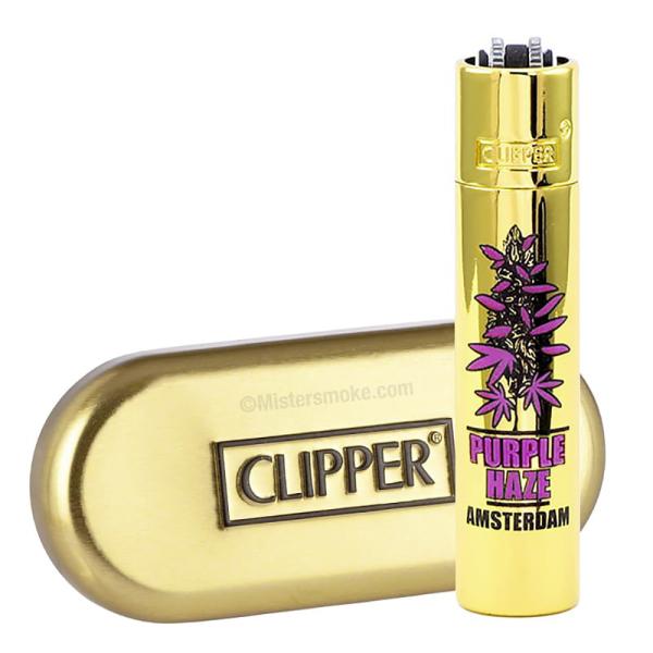 briquet Clipper en métal or