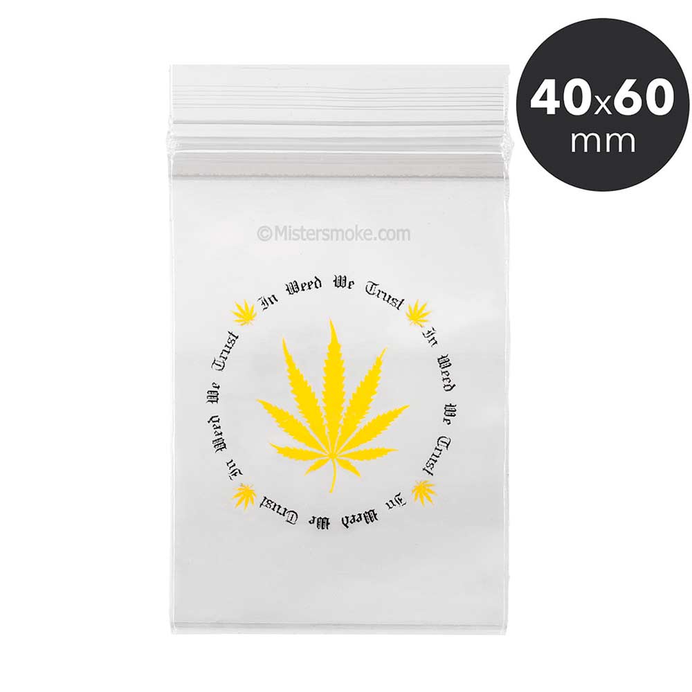 Sachet zip hermétique In weed we trust - 40x60 mm - Mistersmoke