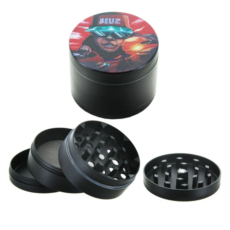 grinder en métal composé de 4 parties - dents en losange pour un broyage efficace - design original beuz