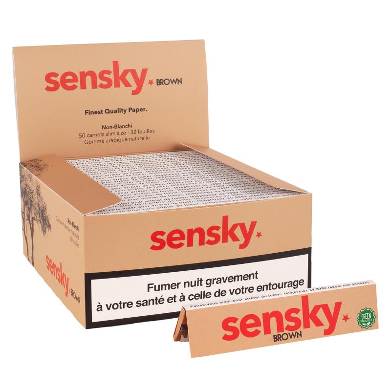 Feuilles slim non blanchies pas chères. Format de gros - Boite de 50 carnets de feuilles à rouler slim longues moins nocif, sans chlore ni additifs.