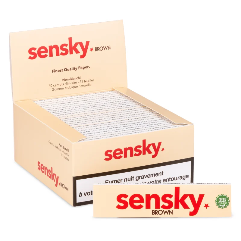 Feuilles à rouler slim Sensky brown - Boite de 50 carnets