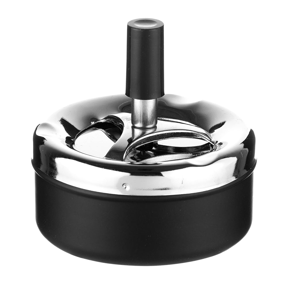 SMOKER ACCESSORIES - Cigarette accessories - Ashtray - Cendrier poussoir  Noir &Chrome TAB-06008