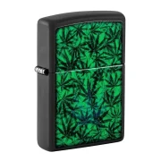 Zippo Original lighter with glow-in-the-dark cannabis leaves.