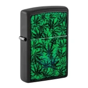 Briquet Zippo Original avec feuilles de cannabis phosphorescente.