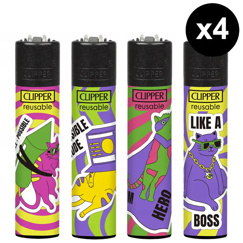 Briquet à pierre Clipper Cat rules x4 - Briquets - Mistersmoke