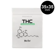 THC molecule patterned plastic zip bag