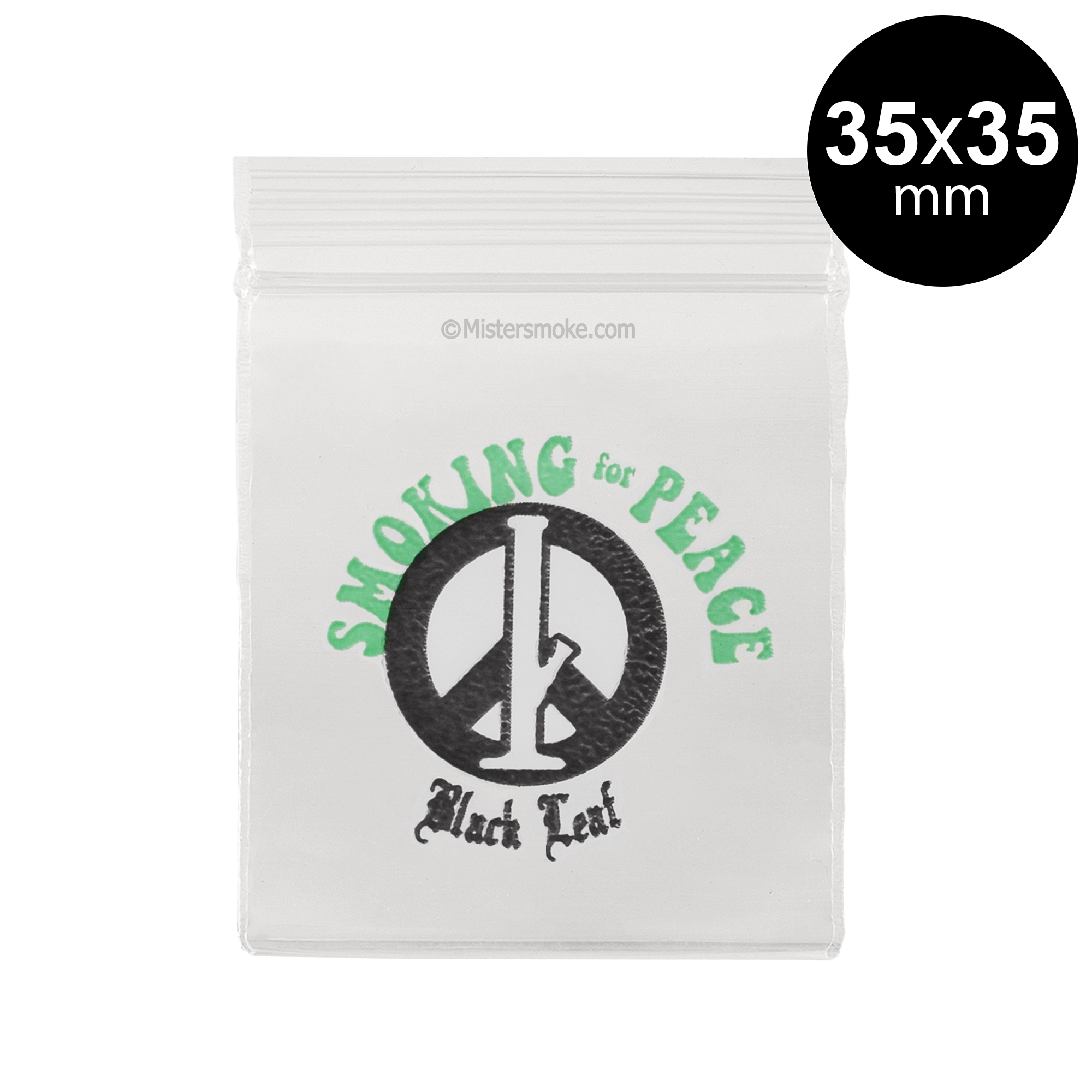 Pochon Zip Hermétique Black Leaf CBD - 35x35 mm - Mistersmoke