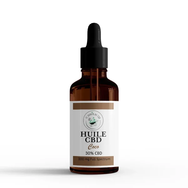 huile de cbd saveur coco dosée à 30% de CBD. Huile CBD Bio et fabriquée en France par "Le jardin du cbd".