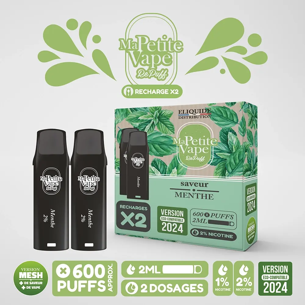 cartouches pré-remplies repuff smokeless framboise bleue ma petite vape Cartouche Puff Repuff Pastèque Fraise Acidulée Par 2 main image 0