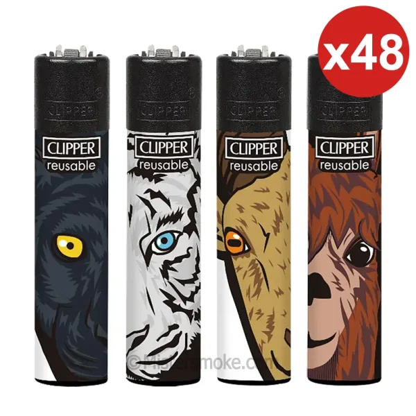 lot de briquets clipper pas cher - format économique - collection hey there visage animaux