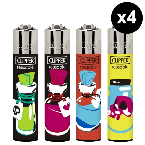 set de 4 briquets rechargeables Clipper