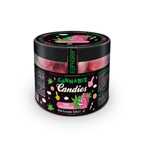 bonbon cbd saveur pastèque - pot de 140 grammes