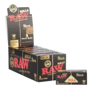 Rolls RAW BLACK - Boite de 12 rouleaux de papier à rouler naturel et non blanchi.