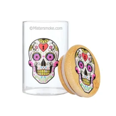 Boite hermétique verre et bambou Skull Colors