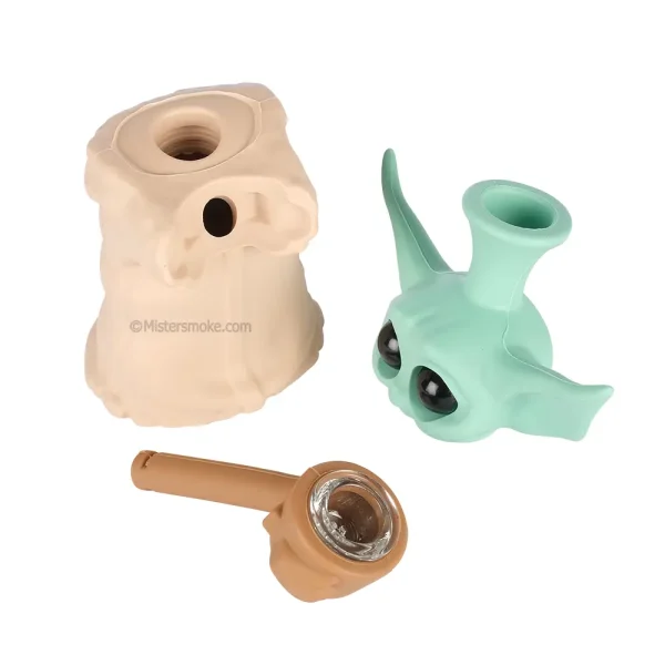 détails des pièces du bong silicone yoda