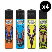 lot de 4 briquets clipper-mini-skull-zoo
