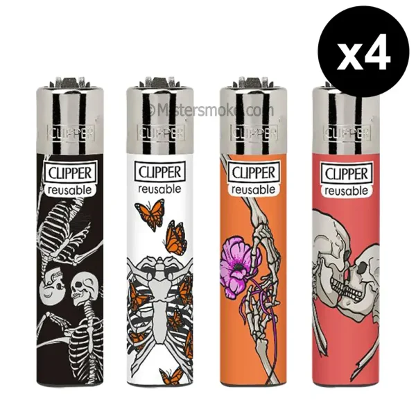 clipper mini skulls in love - lot de 4 briquets