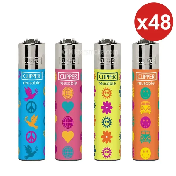 clipper boite économique - lot de 48 briquets collection pop pattern design coloré