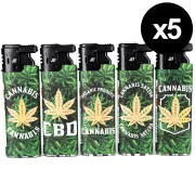 lot de 5 briquets tempete rechargeables design original feuilles de cannabis