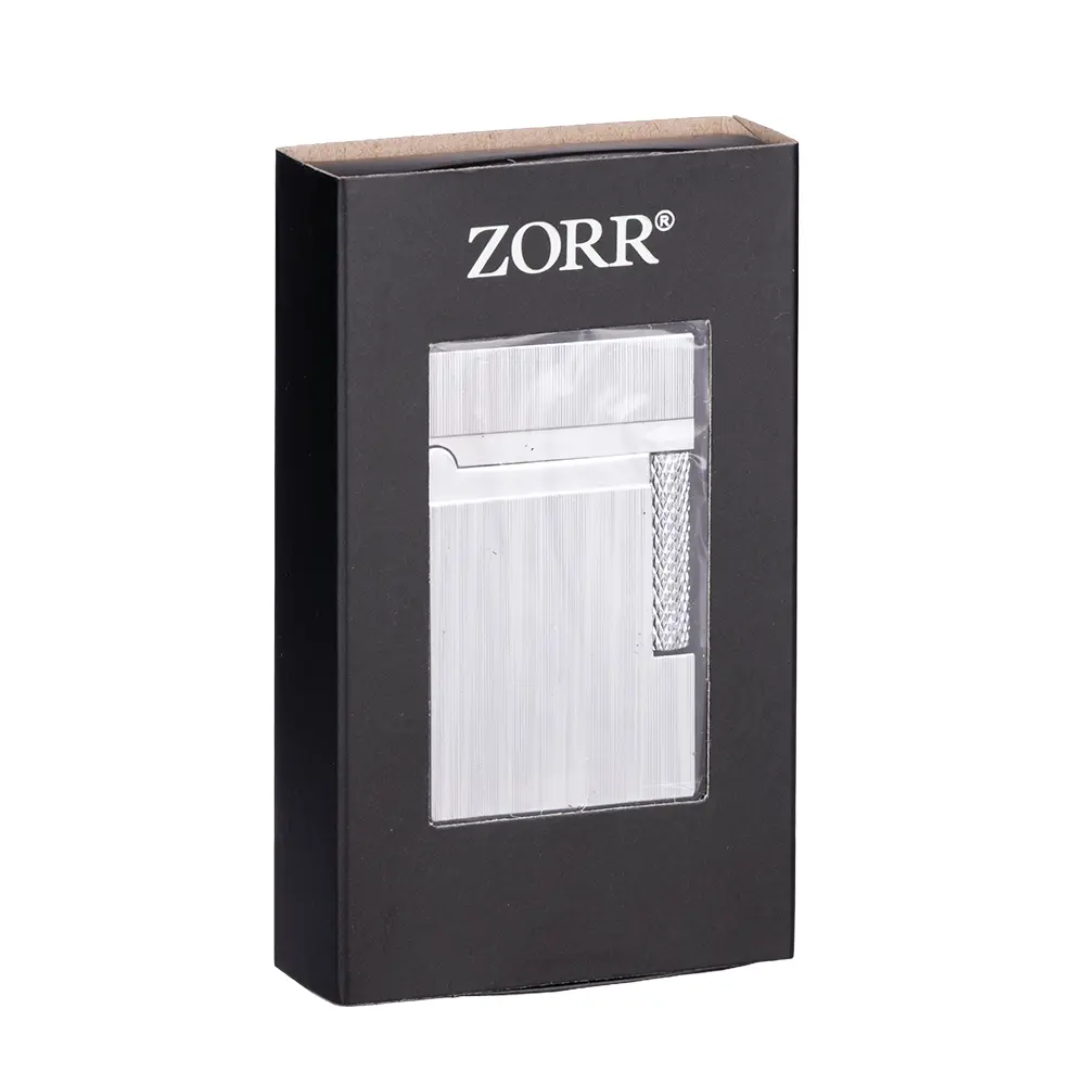 Beau briquet double flamme, tempete et classique - livré dans un étui coffret cadeau.