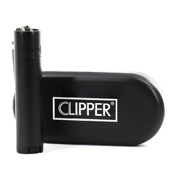 Briquet Clipper métal mini coloris noir avec étui