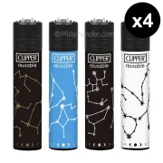 clipper collection constellations - lot de 4 briquets rechargeables.