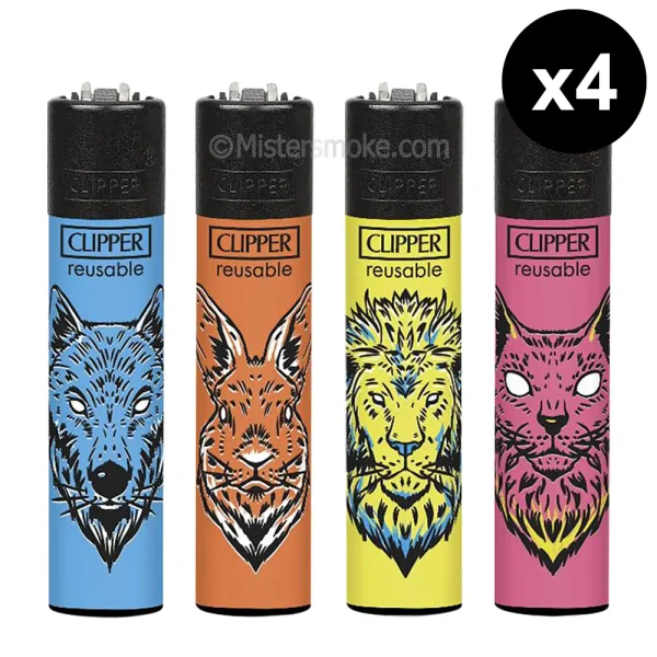 lot de 4 briquet clipper animaux - animal squad 3