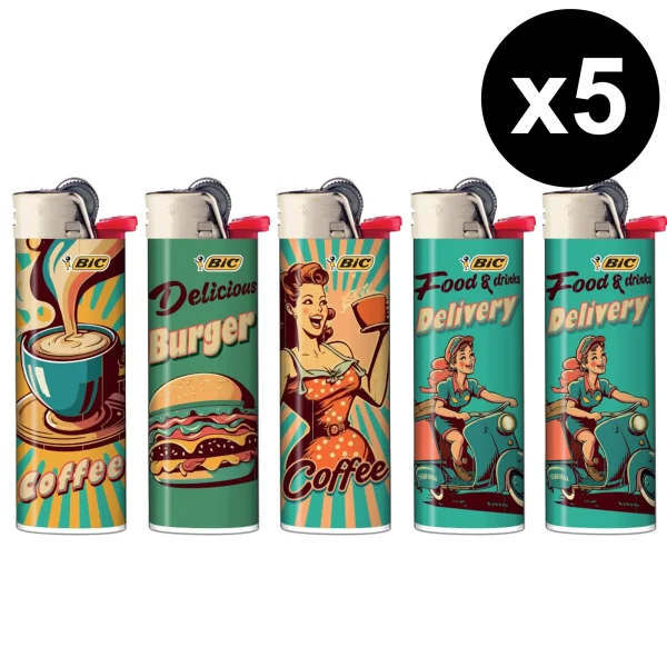 lot de 5 briquets BIC collection rétro vintage