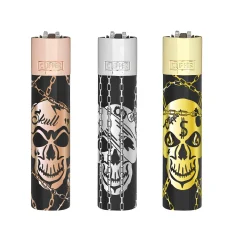 briquet en métal clipper tête de mort