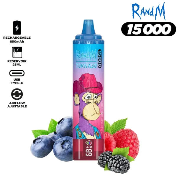 puff fruit rouges 15000 taff tornado avec écran