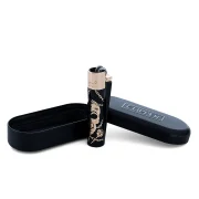 briquet clipper en métal motif tête de mort avec étui cadeau