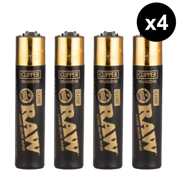 Clipper RAW Noir et Or - Briquet rechargeable